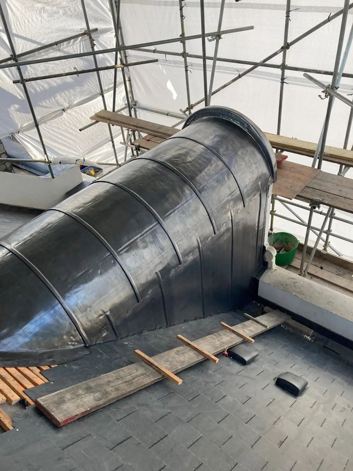 Lead dressed over a curved roof