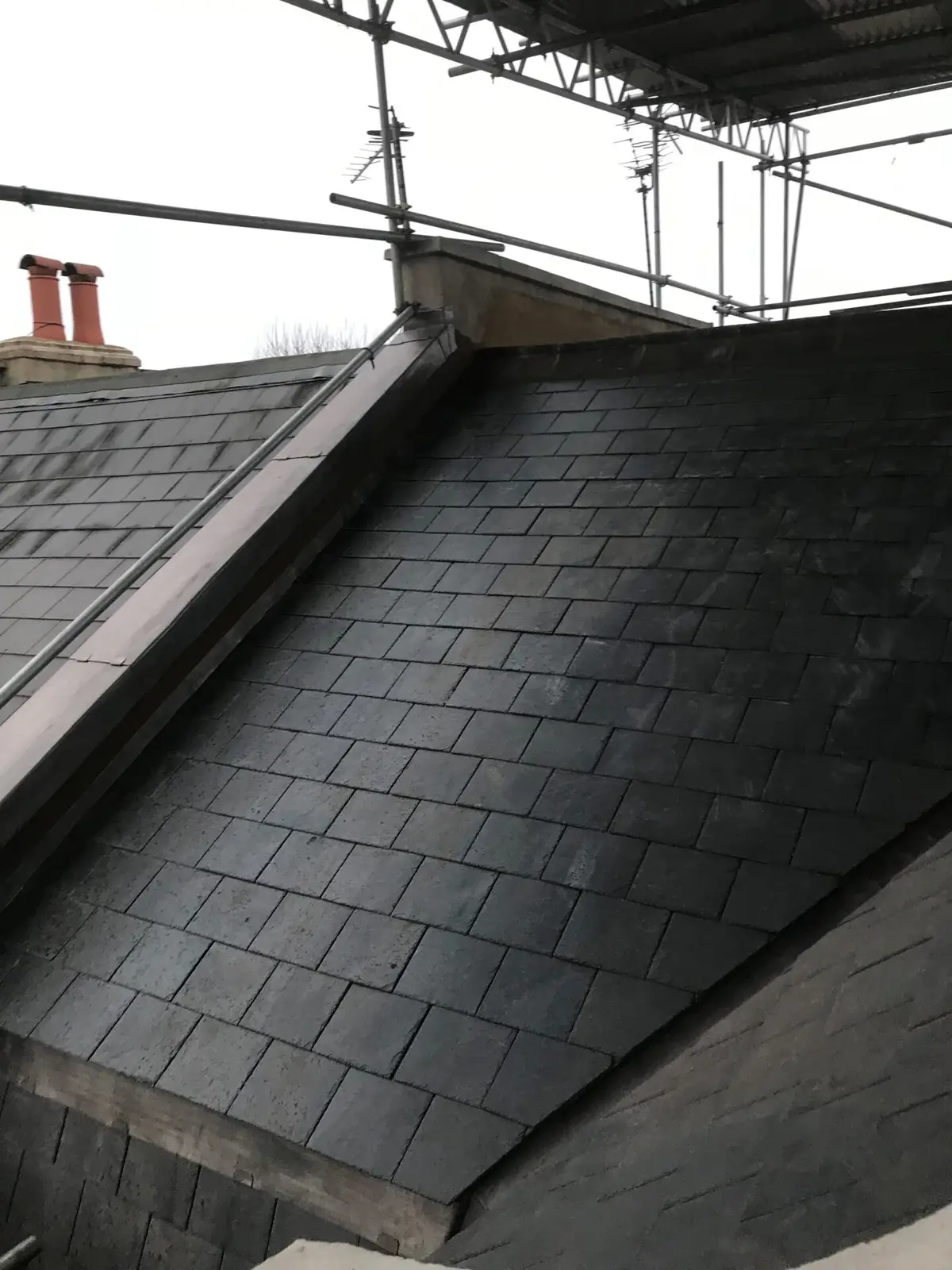 Slate dormer cheek and valley