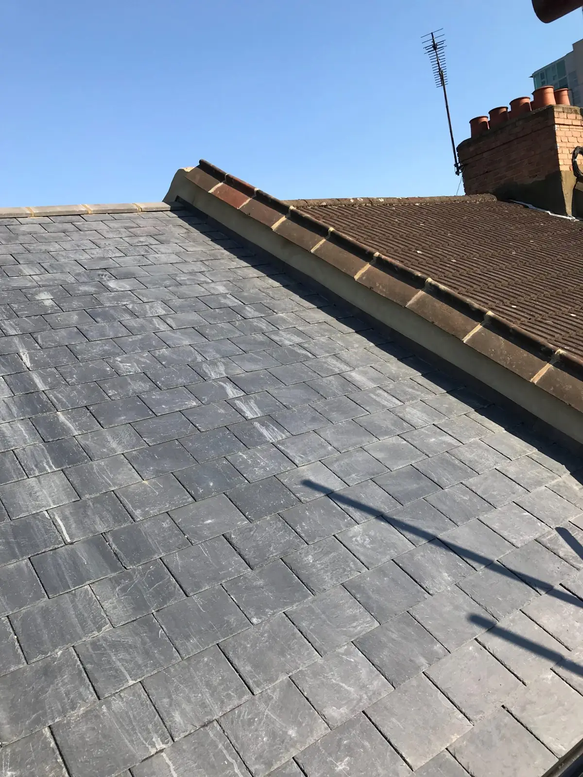 Slate roof, finished